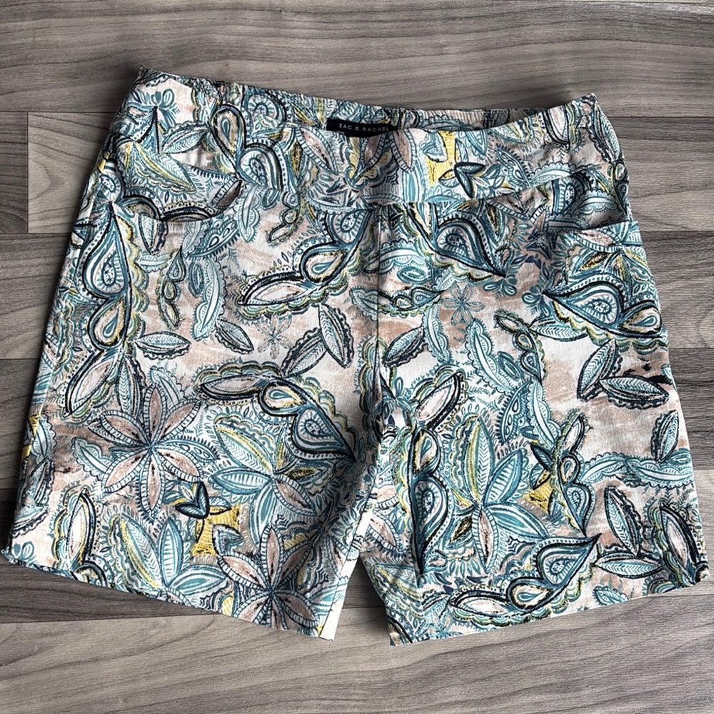 Zac & Rachel Blue and Yellow Flat Front spandex Shorts
